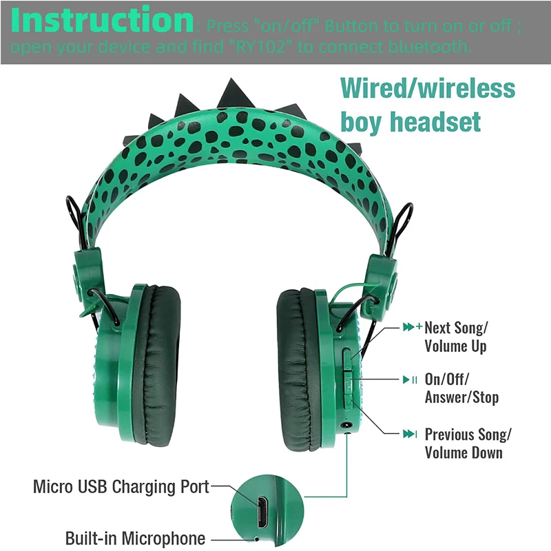 Детские наушники для мальчиков беспроводные Bluetooth-наушники с микрофоном