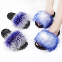 womens 2021 new fur slippers women luxury fur slides home furry flat sandals cute fluffy house female shoes tx424