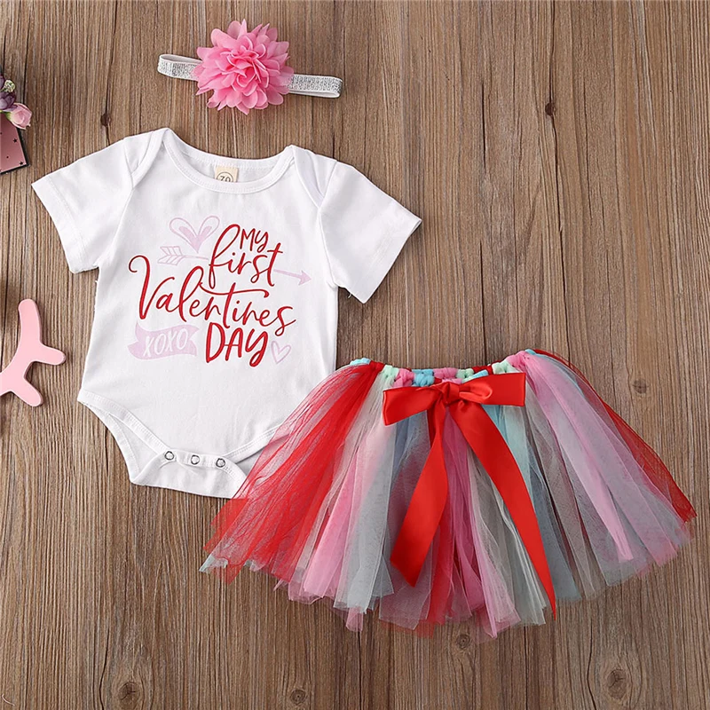2020 мой первый день Святого Валентина одежда боди для маленьких девочек топы +