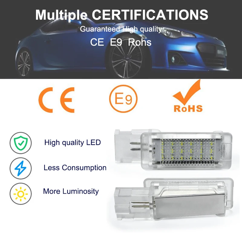 Фото 2 шт., лампа для чемодана, для Seat Alhambra Ateca Skoda Superb Rapid VW Golf Passat Jetta Polo Sharan Caddy №2
