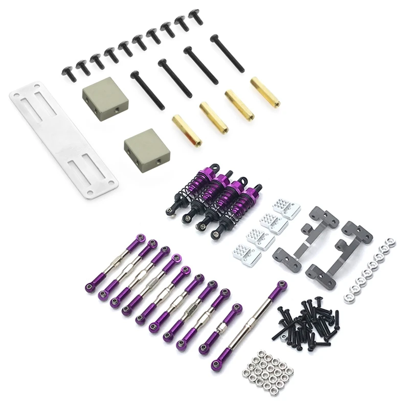 

Metal Servo Fixed Bracket Kit for WPL B14 B16 Titanium & Steering Link Rod Pull Rod Mount Seat Shock Absorber Set,Purple
