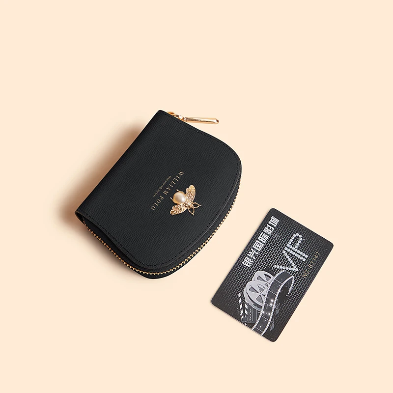 Women's leather pickup bag zipper small card holder fashion multi-function Coin Purse Mini Card Cover