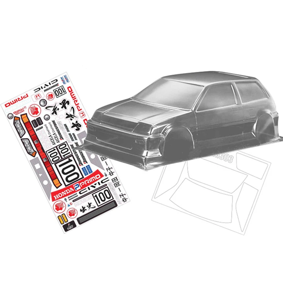Команда C Honda Civic 3 III PC прозрачный корпус с наклейкой 210 мм Колесная база для Rc Дрифт автомобиль плоский спорт на дороге электрические игрушки модель