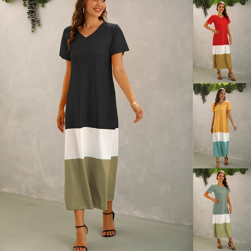 Летнее Платье макси с коротким рукавом женское винтажное длинное платье в стиле