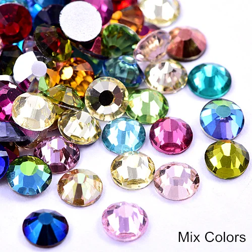 Mix Colors 1000 шт блестящие стразы, стеклянные стразы без горячей фиксации, стразы с плоским основанием, стразы без горячей фиксации, украшения для ногтей Y2802 - Цвет: Mix Colors