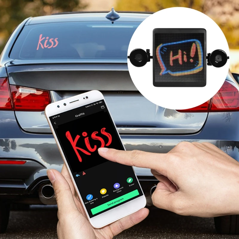

Leadleds Car Window Sign Full Color Bluetooth-compatible Connected Fast Programmable by Smartphone for Car/Taxi/Store