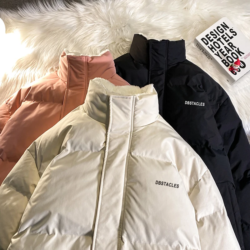 Women Thicken Parka Stand Collar Fleece Cotton Padded Jackets Letter Fashion Female Thicken Winter Coats 2022 New