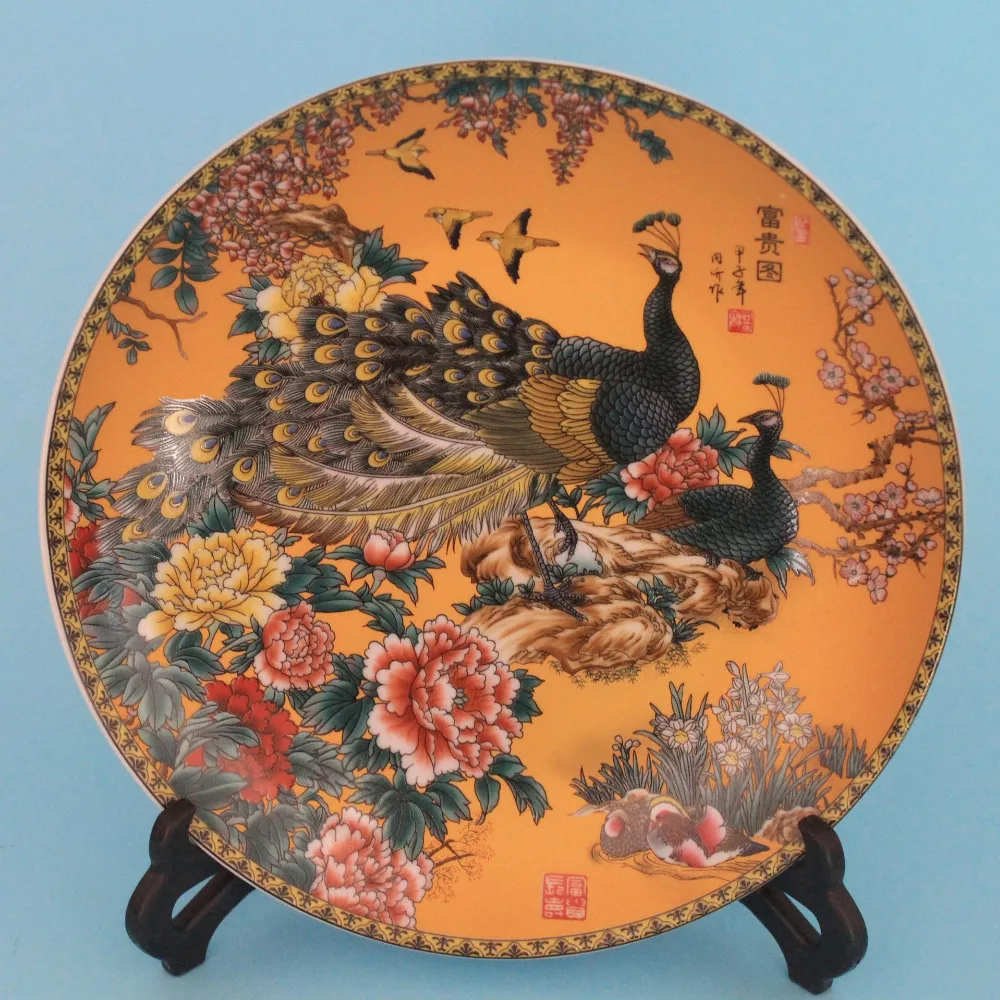Китайская система Qianlong year фарфоровые тарелки с Фениксом украшения для дома | Дом