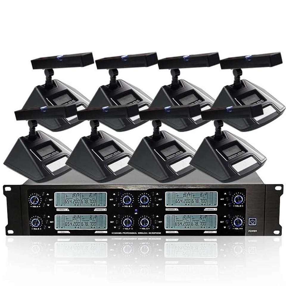 저렴한 Bochara 전문 무선 UHF 마이크 시스템 8CH 마이크 송신기 + LCD 수신기