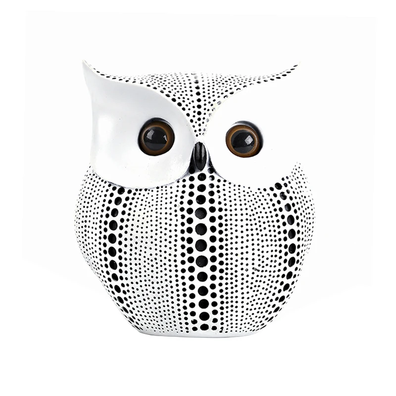 

Minimalist Craft White Black Owls Animal Figurines Resin Miniatures Home Decoration Living Room Ornaments Crafts Nordic Style