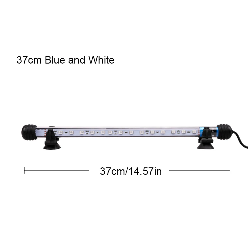Blue and white 370mm 220 В AU Мощность штекер rgb-пульт дистанционного аквариумный светильник аквариума Водонепроницаемый 5050 SMD светодиодный бар светильник водных лампа погружной 18-48 см - Цвет: Blue and white 370mm