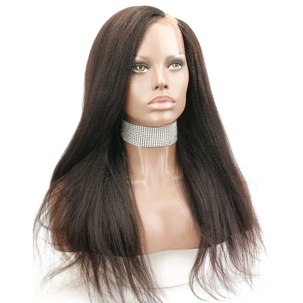 Eseewigs U Part Wig With Straps  Side Openning Human Hair Lace Wigs Italian Yaki Straight Brazilian Remy Hair Machine Made