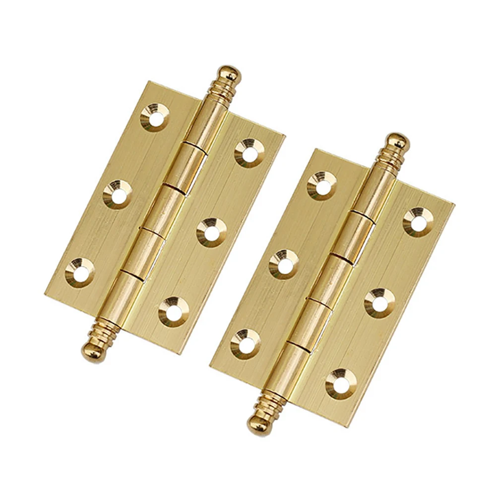 

Tiazza 2Pcs 3"/75mm Antique Pure Brass Hinges Furniture Cabinet Drawer Door Double Bead Hinges (Gold)