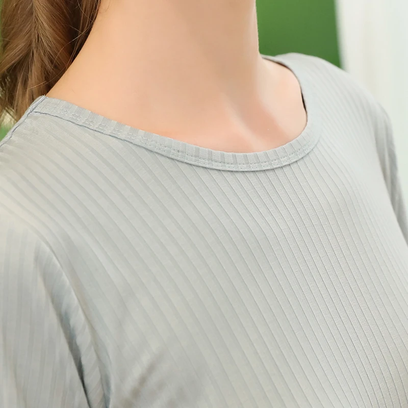 

KISBINI Summer Women Homewear O-Neck Short Sleeves Pajamas Set Cotton Soft Female Sleepwear Soild Grey Blue Pink Pyjamas