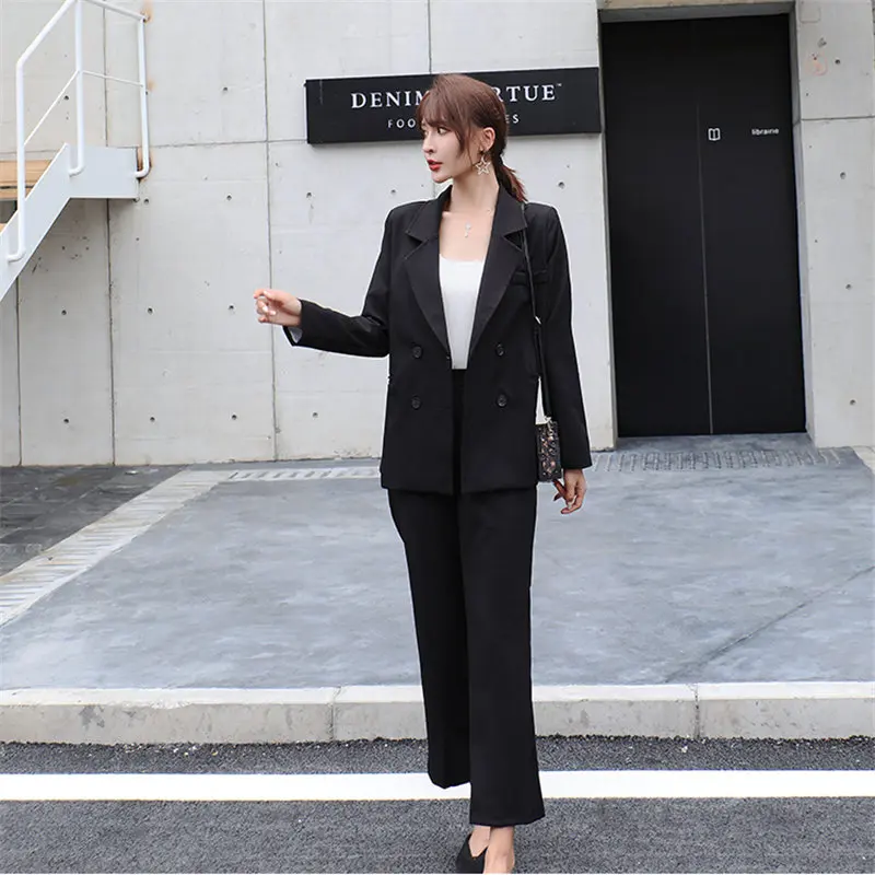 Женский офисный костюм HziriP однотонный блейзер в стиле ретро и винтажные прямые