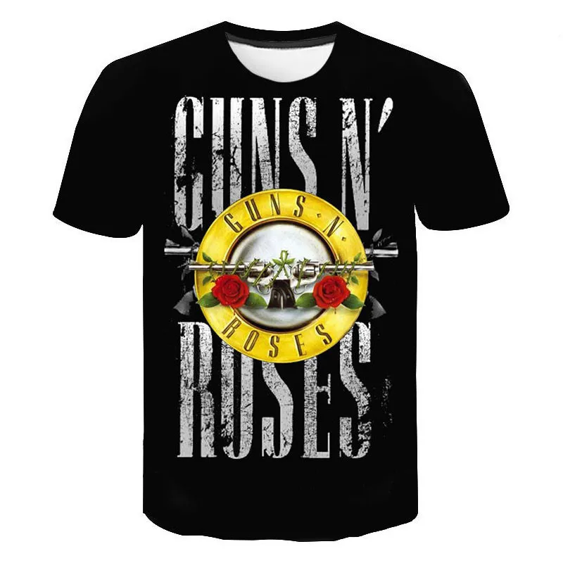 Модная мужская футболка с 3D принтом Guns N Roses летняя повседневная Уличная одежда