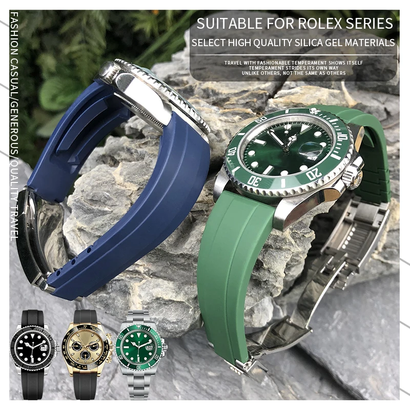 Ремешок резиновый для часов браслет Rolex Daytona GMT OYSTERFLEX DEEPSEA Submariner 20 мм 21 | Наручные