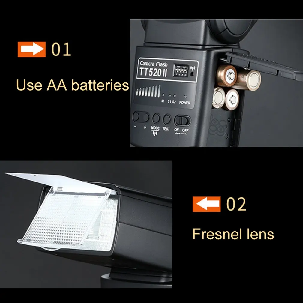 

TT520II Flash Lamp For SLR Camera Wireless Flash Professional Flash Adjustable Angle Multiple Modes Flash Lamp