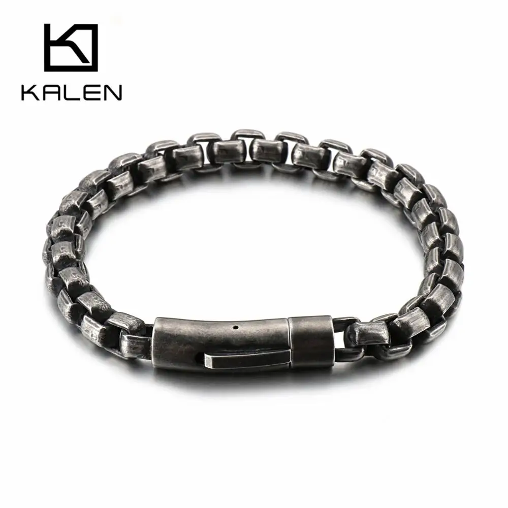KALEN винтажный браслет-цепочка из нержавеющей стали металлический золотой
