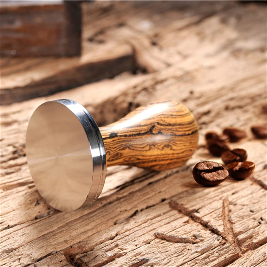 Темпер для кофе с золотой ручкой из сандалового дерева нержавеющей стали 51/53/54/58
