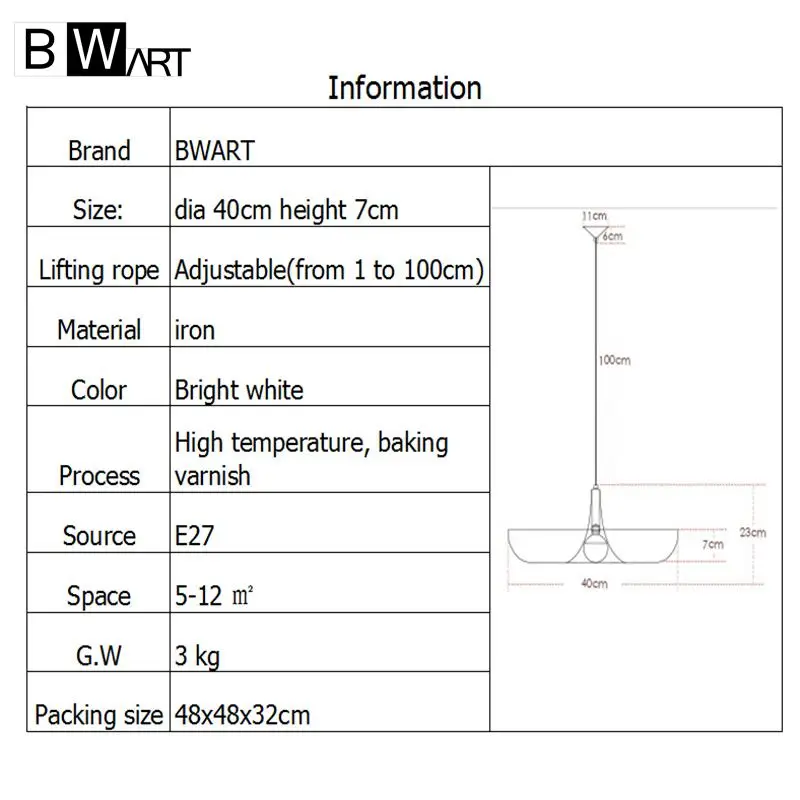 

BWART Pendant Lighting LED Pending Nordic Fixture Country Art Deco Suspension Living Room Lamp Industrial Luminaire LED Bulbs AC