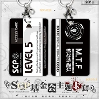 anime scp foundation level 5 m t f abs plastic pendant keychain meal bus bank card cover holder case gift present
