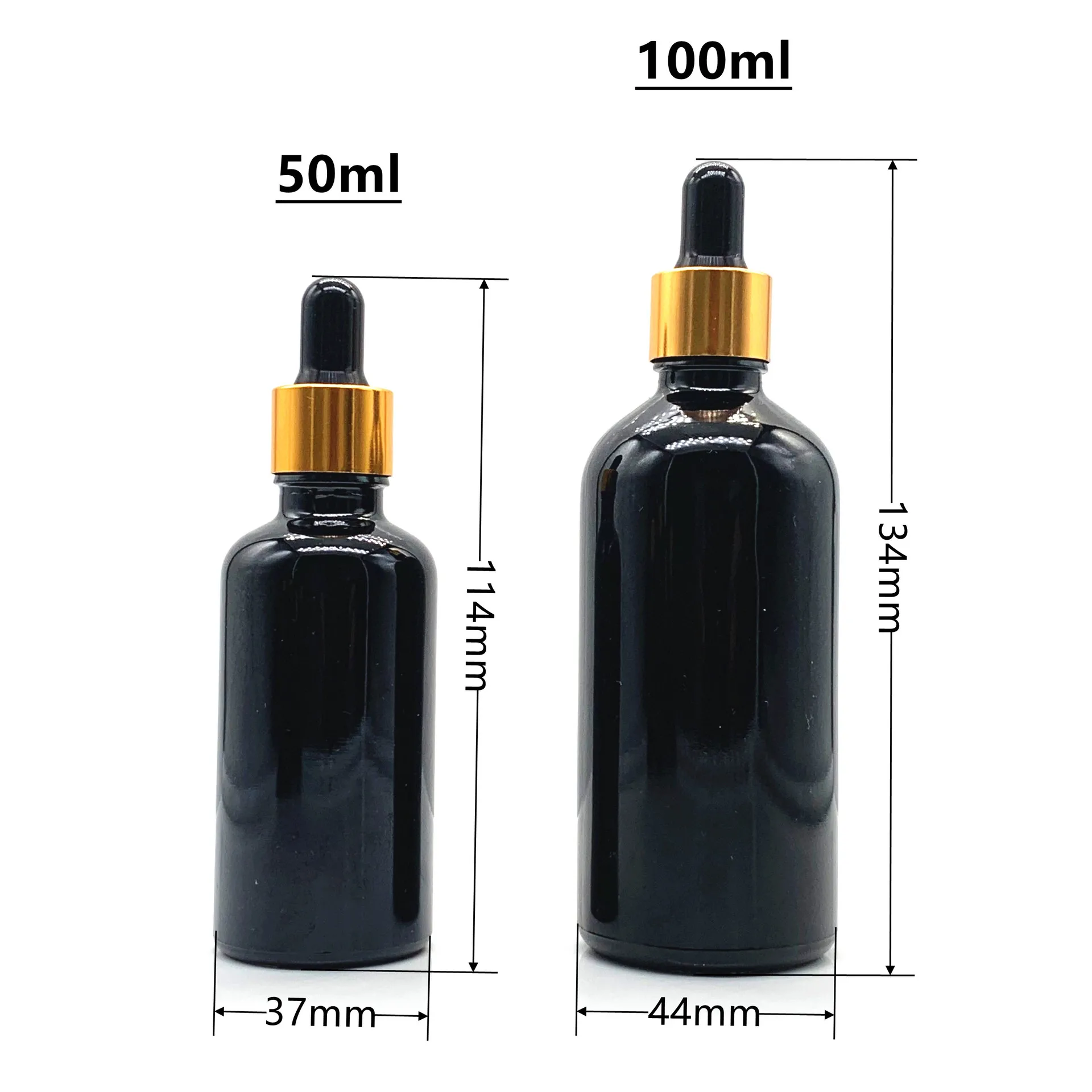 5-100ML Refillable Bottles Gold Lid Cosmetic Container Black Dropper Glass Aromatherapy Liquid for Essential Massage Oil Pipette images - 6