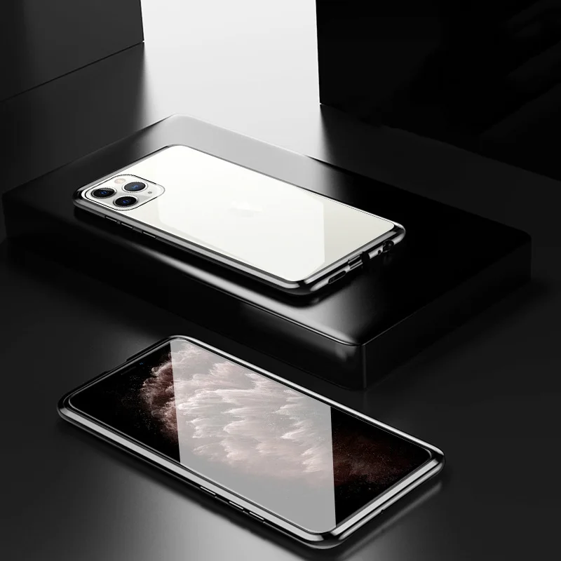 Магнитный чехол для iPhone 11 X Xr Xs Max 6 6s 7 8 Plus, противоударный чехол для iPhone 11 Pro Max, задняя крышка из закаленного стекла
