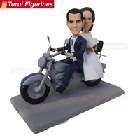 ooak polymer clay doll baby motorbike bride groom for biker couple or motorcycle lovers wedding cake toper decoration statue