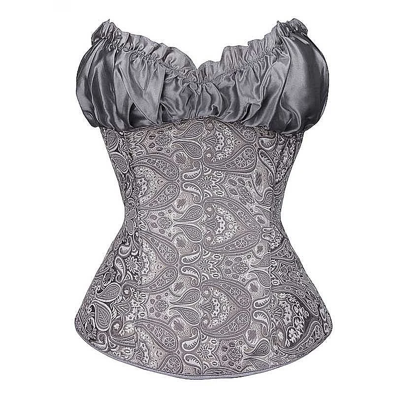 Корсет женский атласный с оборками элегантный однотонный корсет в Королевском