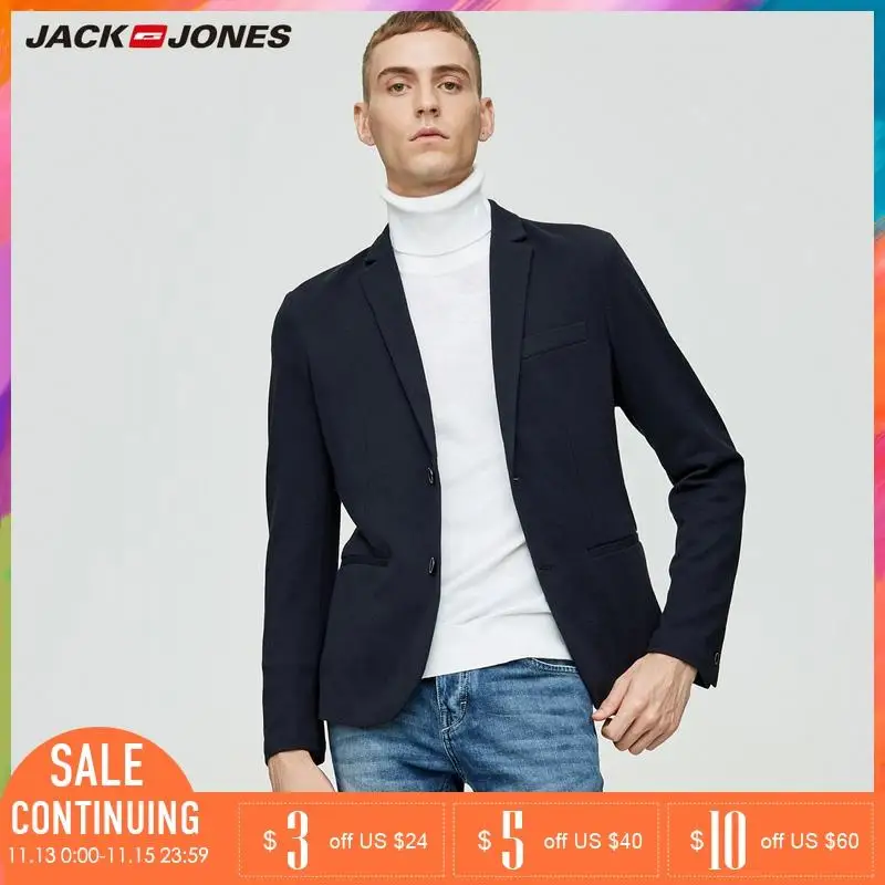 Jack&Jones Бренд 2018 Новинка мужский пиджак тонький стильный фасон 100% хлопок с