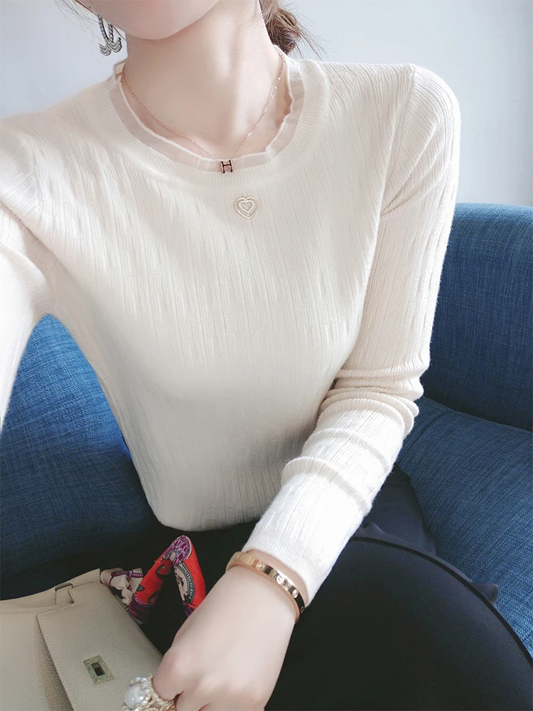

Women's winter sweater with lace back
