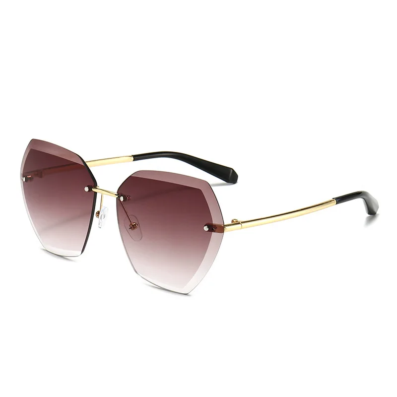 

2021 New Rimless Women's Sunglasses Fashion Gradient Lenses Sun Glasses Lady Vintage Alloy Legs Classic Designer Shades