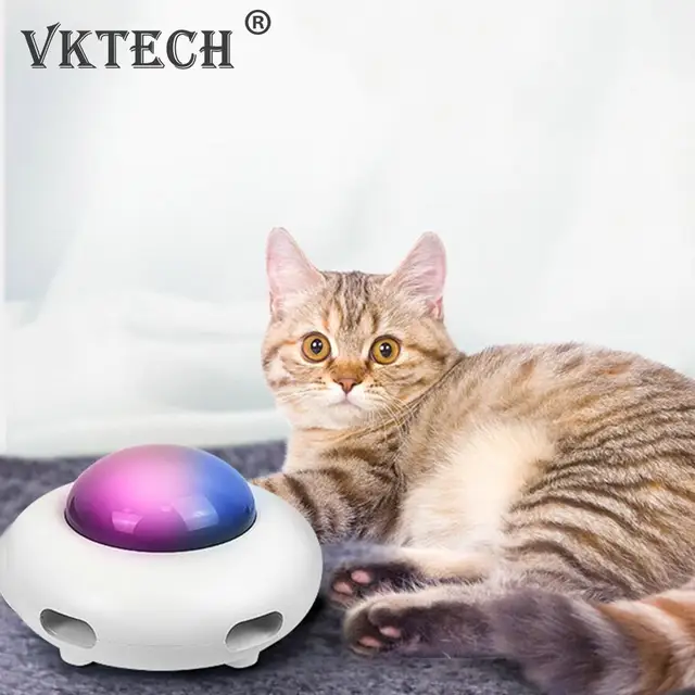 Cats Teaser Toys Interactive Dolls UFO Feather Stick Spinning Pet Turntable Catching Training Electronic Components 6