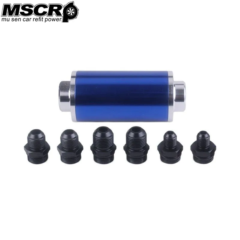 

58MM Universal Fuel filter with 2pcs AN6/AN8/AN10 adaptor fittings with 100micron steel element-YX02294