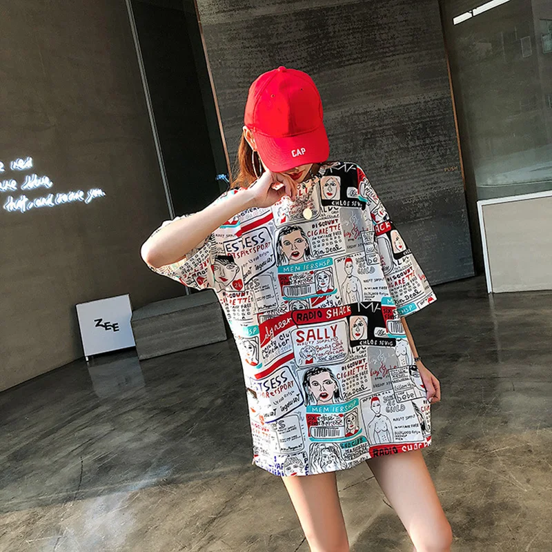 Винтажная футболка в стиле харадзюку панк женские смешные футболки с коротким