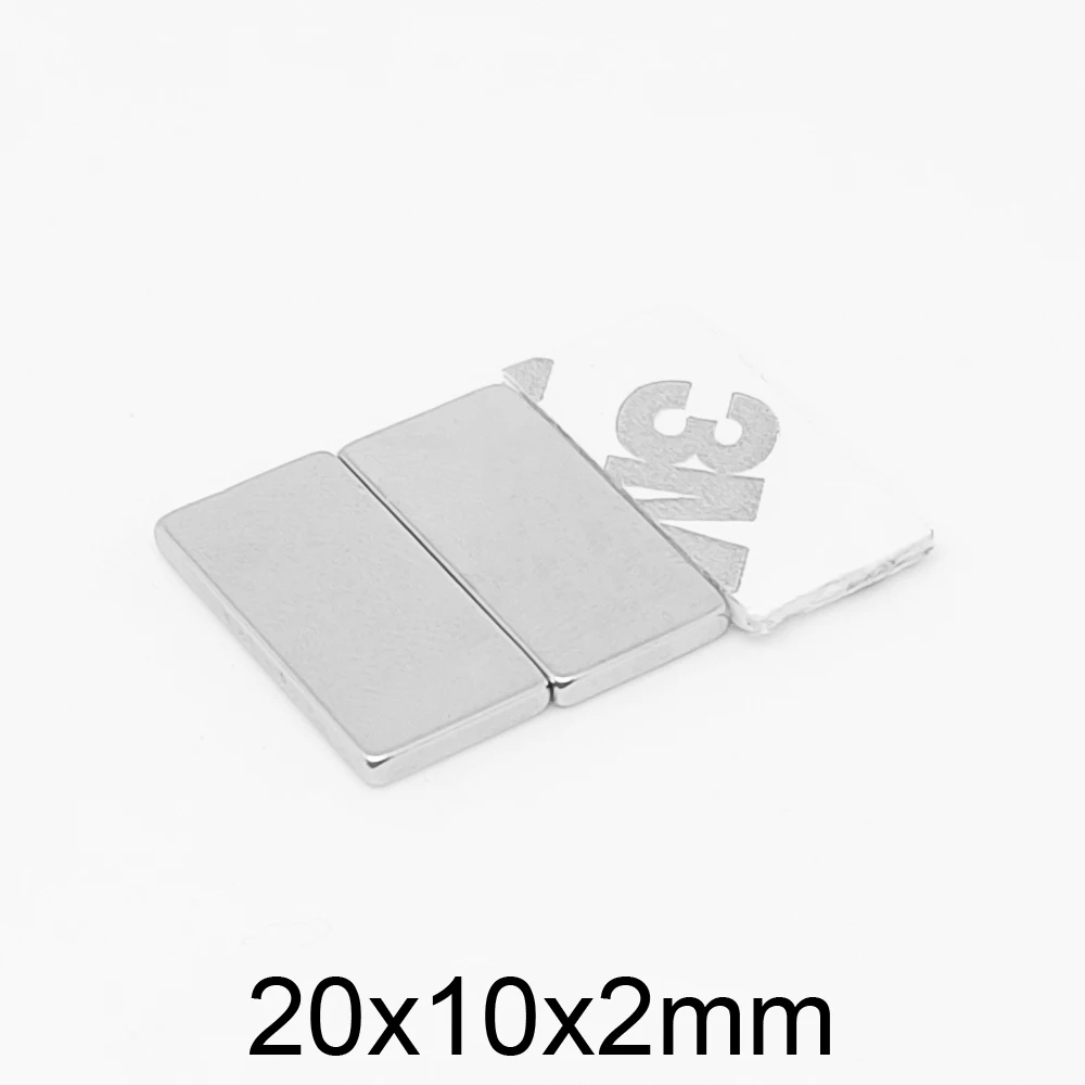 

5/10/20/50/100/150PCS 20x10x2 Block Search Magnet With 3M Double-Sided Adhesive Tape 20*10*2 Strong Neodymium Magnets 20x10x2mm