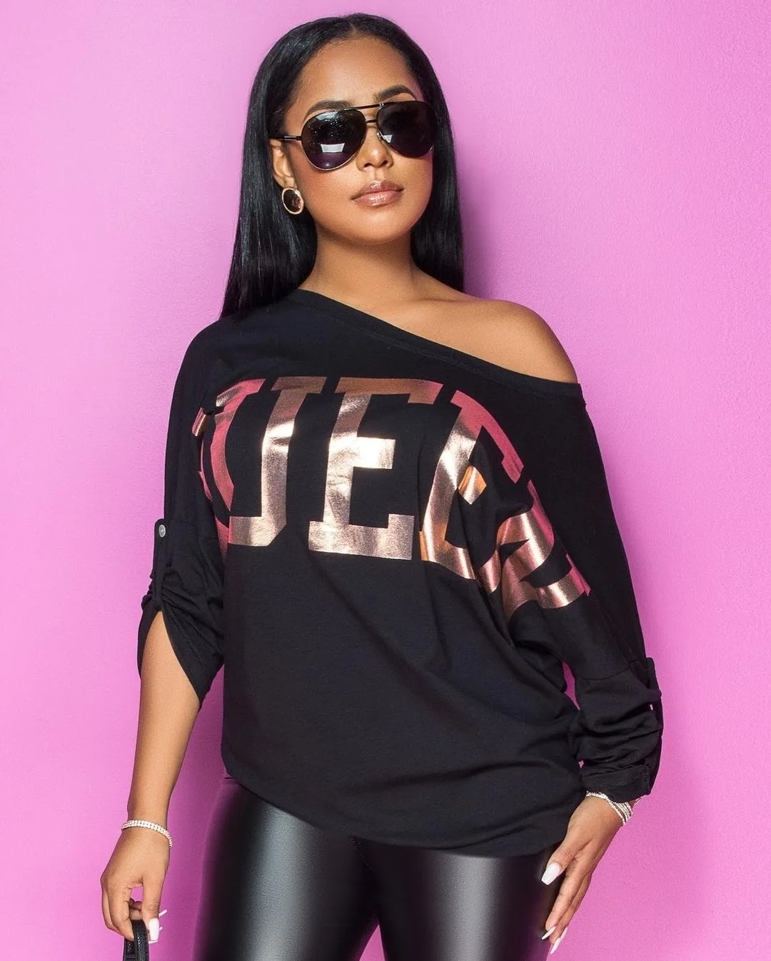 

Top T-shirt Casual Letter Print Women Hoodies A1015