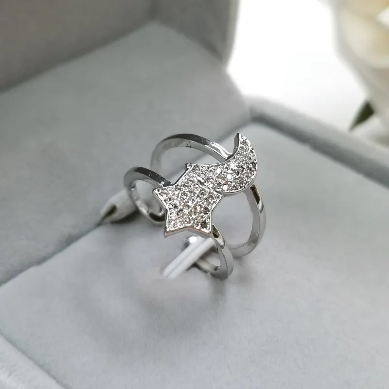 

ARLIE 2020 New Delicate Shiny Moon Star Open Finger Rings for Women Girls Silver Color Wedding Engagement Rings Fashion Jewelry