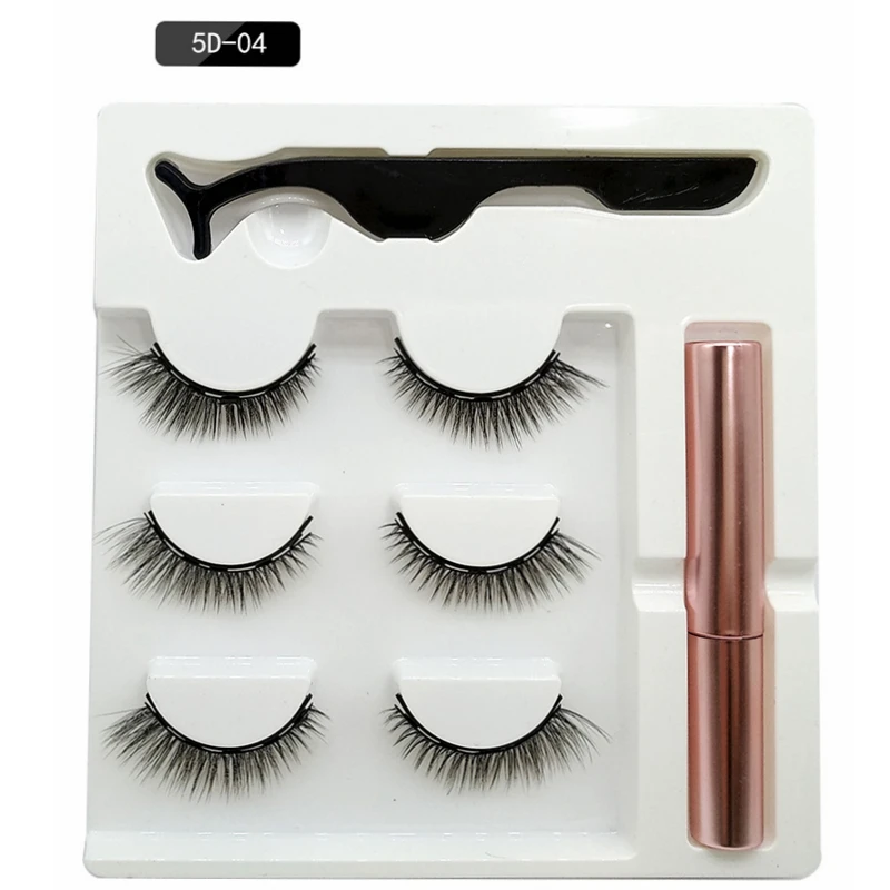 Магнитный Набор накладных ресниц без клея полные глаза 5 магнитов Многоразовые