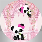 Фон для фотосъемки с изображением вечевечерние НКИ розовых цветов животных панды круглых колец