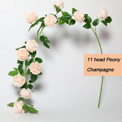 champagne Искусственные цветы Xuanxiaotong, 1 шт., 145 см., голубой пион, 11 головок, розовые пионы, цветы, Виноградная лоза, для дома, вечерние, розы, украшения для сада - Цвет: champagne