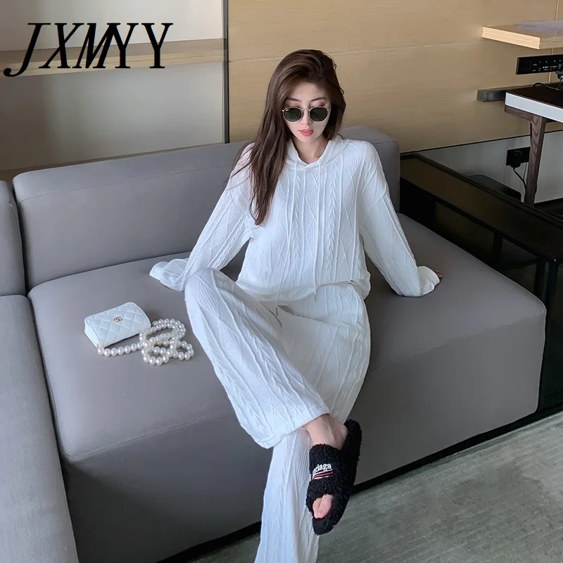 Новые товары для весны и осени простой белый вязаный Топ с капюшоном лунным