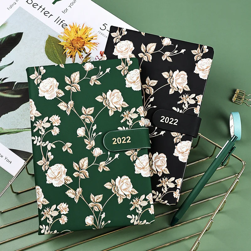 

Agenda 2022 Planner Stationery Notebook Organizer A5 Bullet Notepad PU Floral Diary Office Sketchbook Weekly Plan Calendar Book