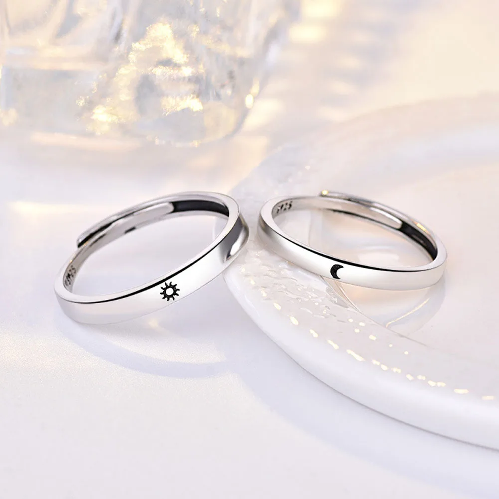 Модное кольцо простой стиль луна солнце регулируемые модные парные кольца для