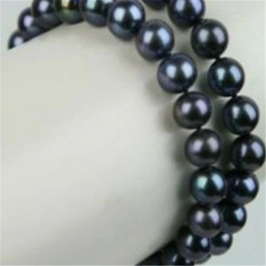 

9-10mm Black Round Pearl Bracelet Bless Accessories Dazzle Luxury Women Charm Classic creamy Chic unique Gorgeous Elegant