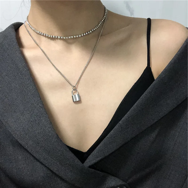 Женское Двухслойное колье чокер в стиле хип хоп массивная цепочка серебристого