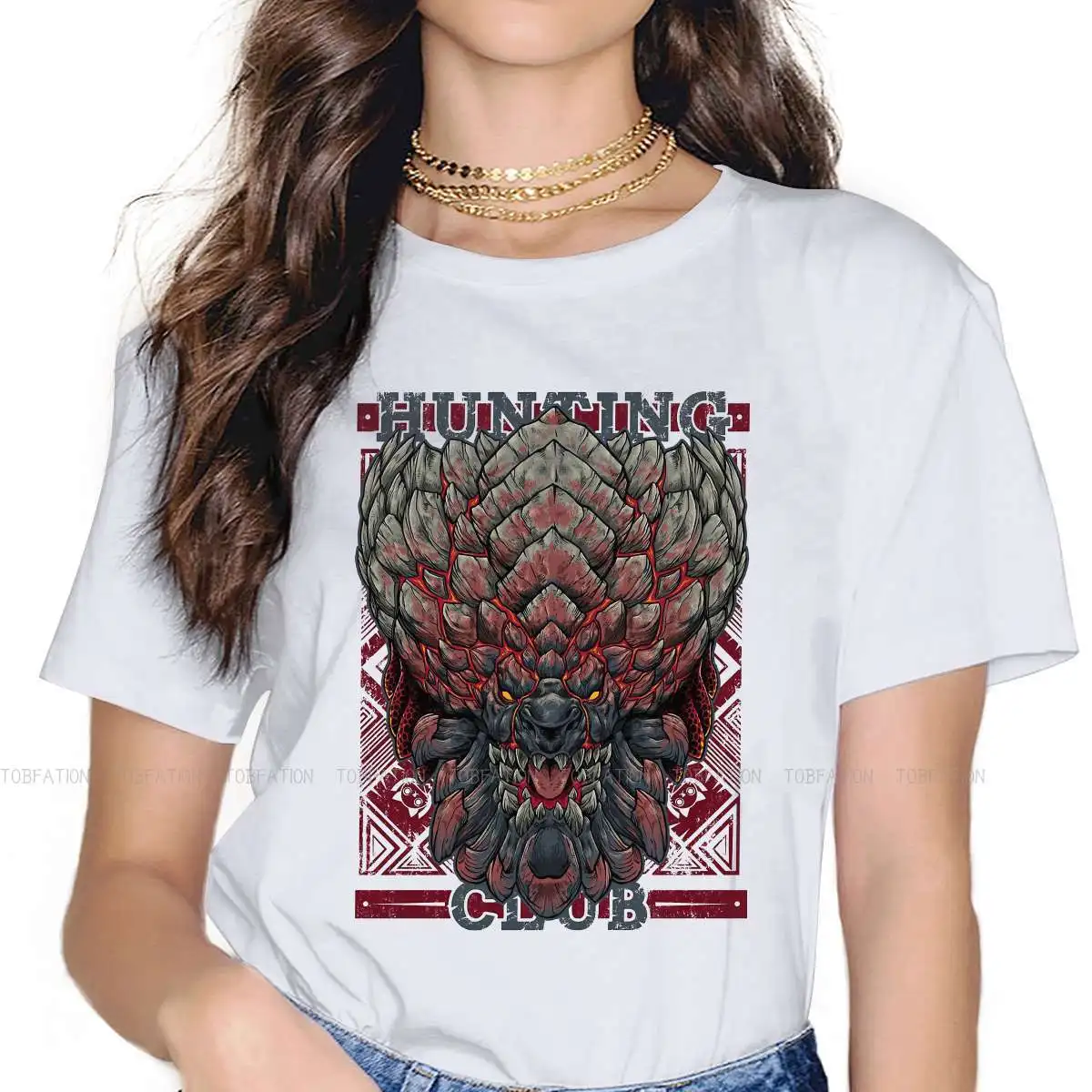 

Bazel Women Clothing Monster Hunter Game Graphic Print Female Tshirts Vintage Graphic Loose Tops Tee Kawaii Girls Streetwear