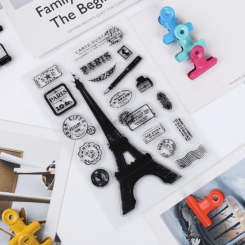 Прозрачная силиконовая башня Парижа очистить резиновый штамп Пищевой дневник DIY