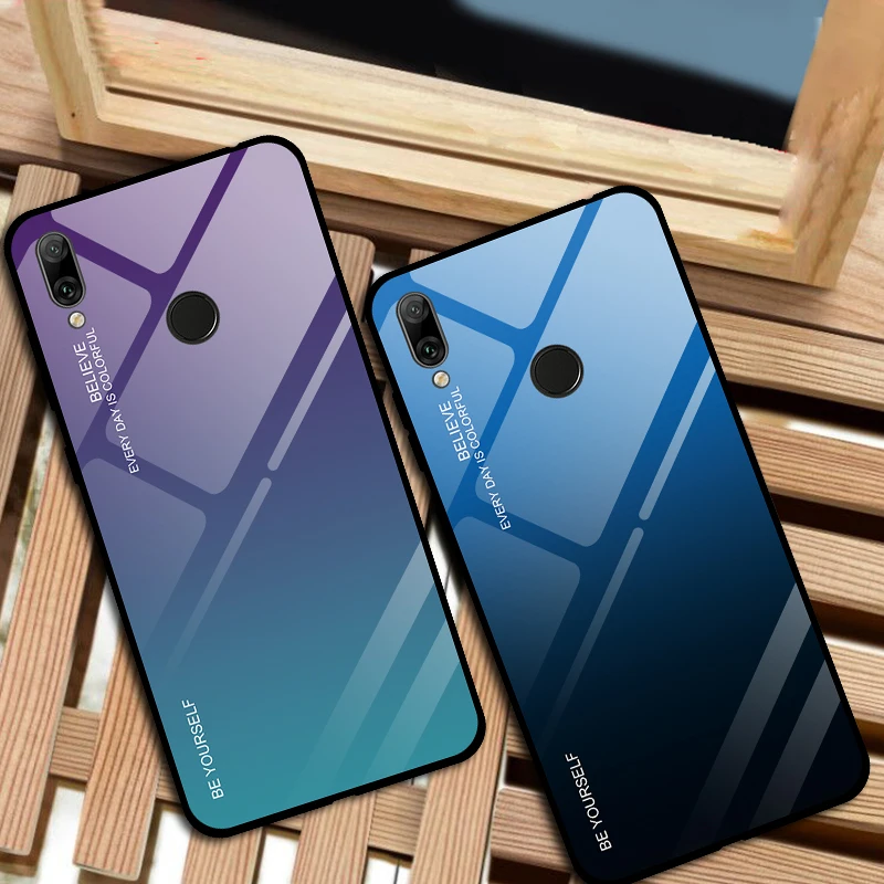 Градиентный чехол из закаленного стекла для Huawei Y7 Pro Y6 Prime 2019 Y5 2018 Y9 y9 | Мобильные